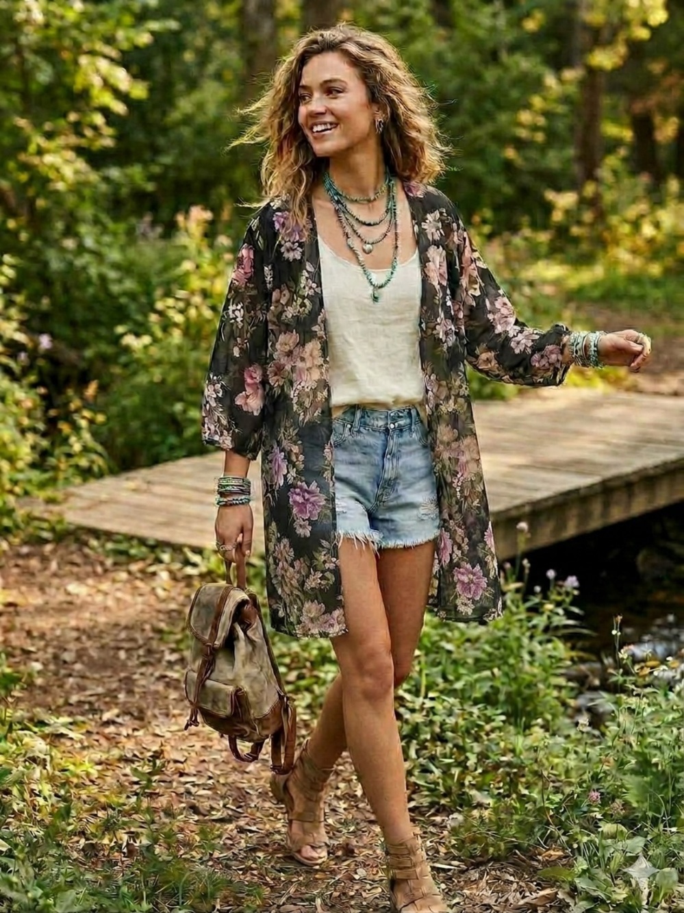 Kaileigh Dark Floral Sheer Open
Front Kimono Cardigan Cover Up - Size S